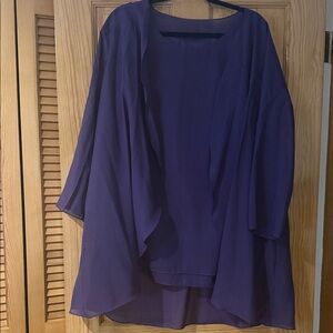 Flowy Sheer Open Front Kimono - Deep Purple